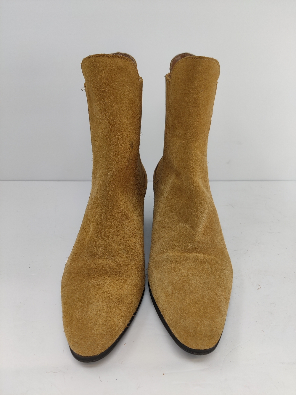 Zara Suede Cowboy Ankle Boots Camel Western Chelsea Cuban Heel Women’s 8 - Picture 3 of 16